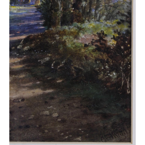 183 - G E Wright. Mixed media of a woodland scene. Signed lower right. Image measures approx 30cm x 23cm. ... 