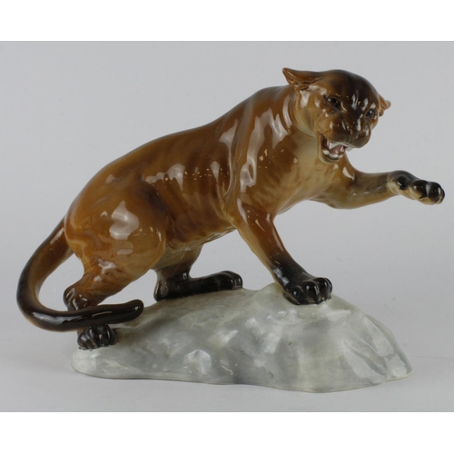 203 - Beswick porcelain figure, depicting a panther on a rock (no. 1702), makers impressed mark to base, h... 