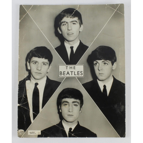 333 - Beatles Autographs. An original black & white Beatles poster by Valex, Blackpool, signed to reverse ... 