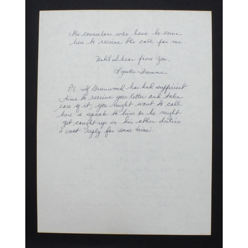 391 - Fromme (Lynette). An original double sided ink manuscript letter, dated 16th December 1980, signed b... 