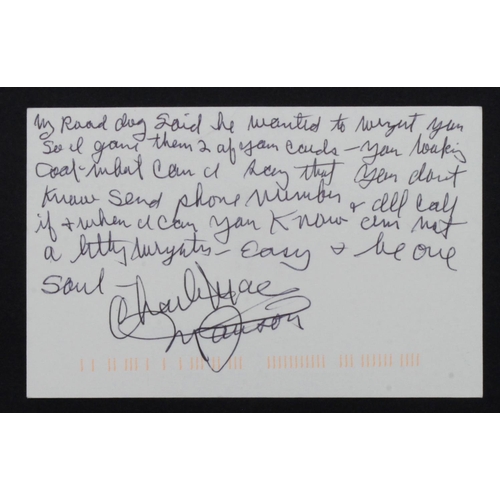 400 - Manson (Charles). An original postcard from Corcoran State Prison, signed by Charles Manson, postal ... 