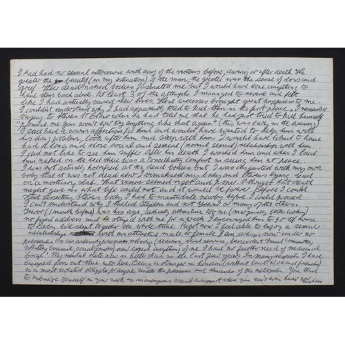 404 - Nilsen (Dennis). An original double sided ink manuscript self appraisal written by Nilsen, this leng... 