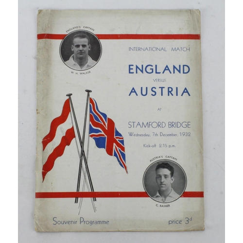 451 - Football programme - England v Austria at Stamford Bridge 7th December 1932