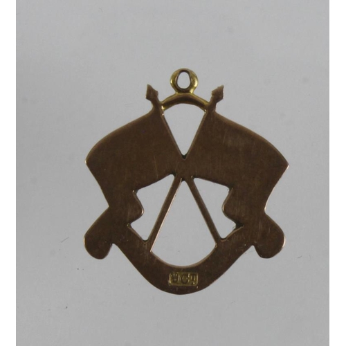 515 - Sweetheart Badge. 9ct Gold sweetheart badge for 'South African Imperial Light Horse', width 25mm, we... 