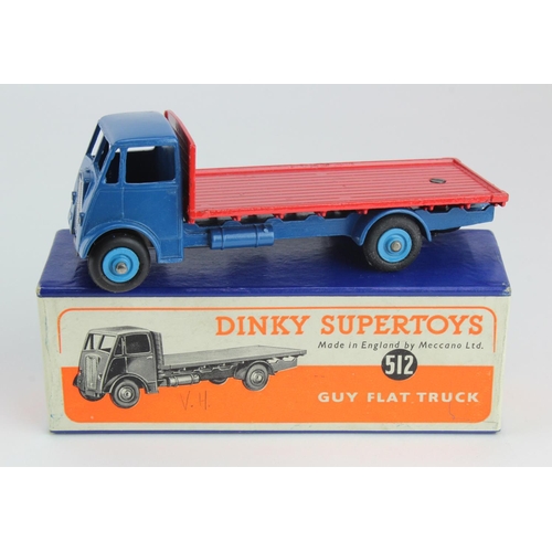 65 - Dinky Supertoys, no. 512 'Guy Flat Truck', blue cab & chassis, mid blue hubcaps with red back, conta... 