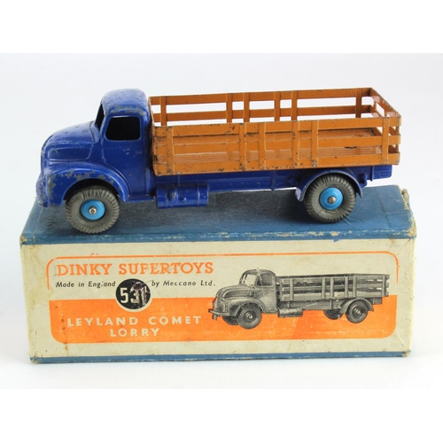 69 - Dinky Supertoys, no. 531 'Leyland Comet Lorry' (blue cab and chassis, brown back), contained in orig... 