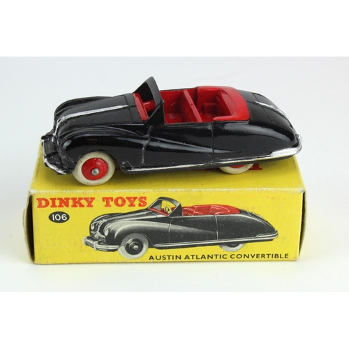 77 - Dinky Toys, no. 106 'Austin Atlantic Convertible', black with red interior and rubcaps, contained in... 