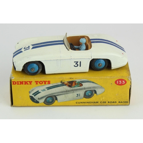 80 - Dinky Toys, no. 133 'Cunningham C-5R Road Racer, white with blue strips & hubcaps, contained in orig... 