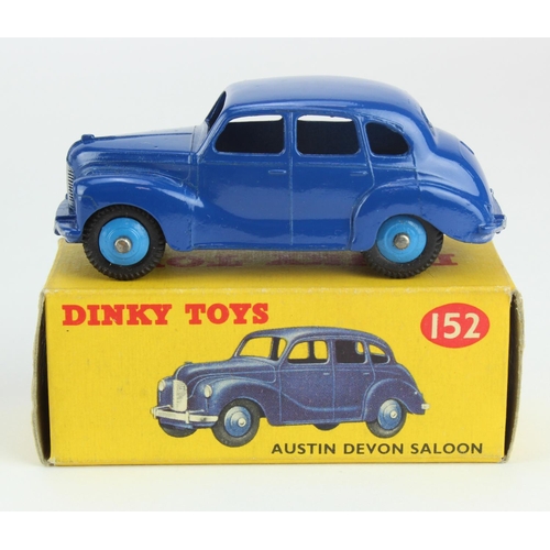 83 - Dinky Toys, no. 152 'Austin Devon Saloon', dark blue with light blue hubcaps, contained in original ... 