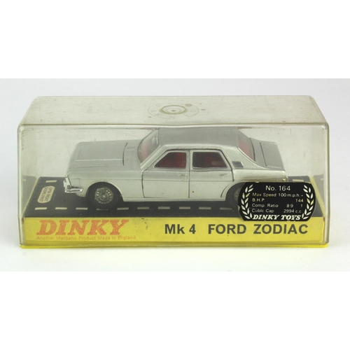 87 - Dinky Toys, no. 164 'Ford Zodiac Mk 4', silver, contained in original hard plastic case