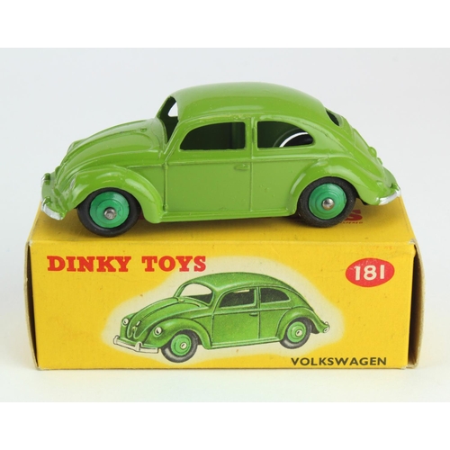 90 - Dinky Toys, no. 181 'Volkswagen', lime green with mid green hubcaps, contained in original box