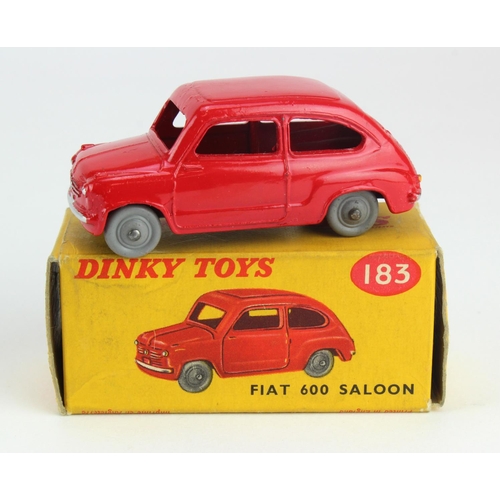 91 - Dinky Toys, no. 183 'Fiat 600 Saloon', red with grey wheels, contained in original box