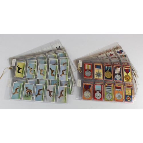 1042 - Cigarette card sets in sleeves - Churchman Racing Greyhounds, Players Dogs Heads, Wills Medals, and ... 