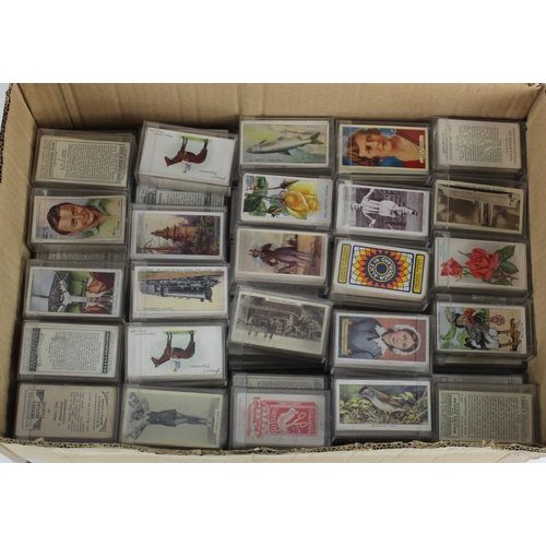 1052 - Large box of Cigarette Card full sets in plastic cases, including Wills, S.Mitchell, Carreras, Churc... 