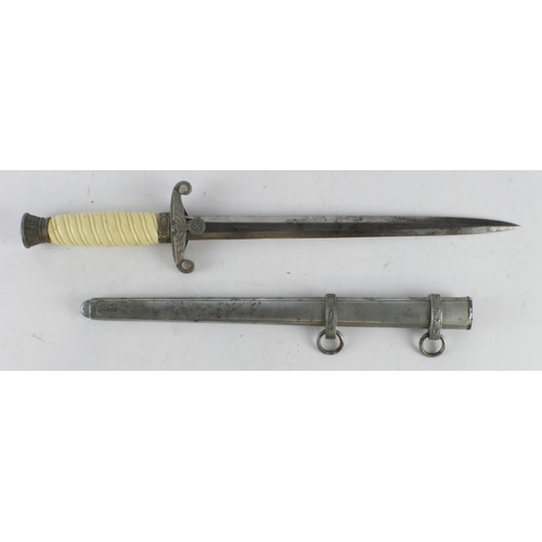 1148 - German Wehrmacht Officers dress dagger, toned metal, no makers mark, with scabbard.