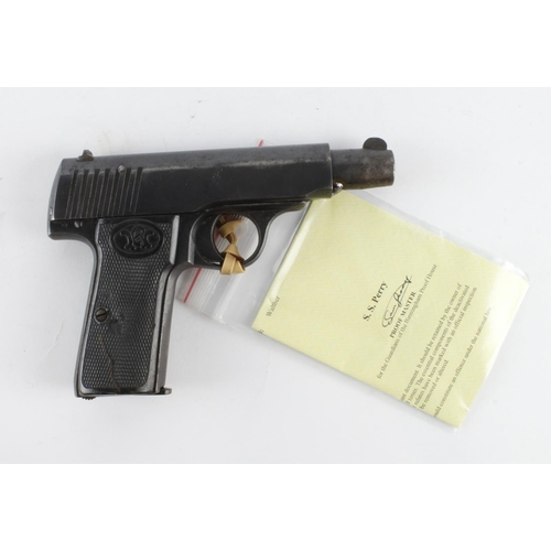 1150 - German WW1 Walther Semi Auto Pistol, moving slide detachable magazine. With Current Certificate of D... 