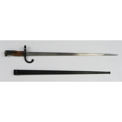 1153 - Gras Epee M1873 sword bayonet in its steel scabbard, matching serial numbers '87902'. Made at St Eti... 