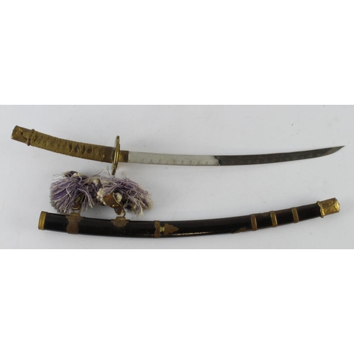 1180 - Miniature Japanese Sword with scabbard, of age, total length 17