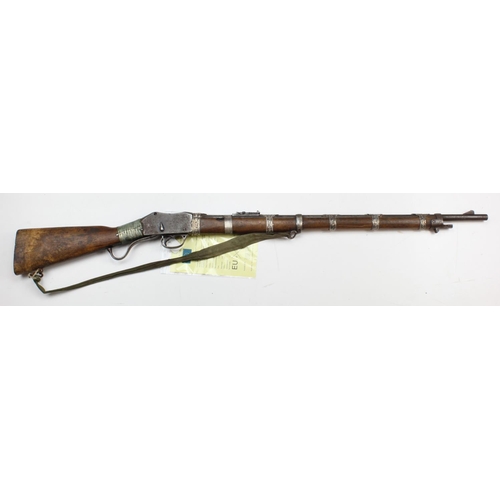 1190 - Rifle - an interesting .303 Martini / Enfield brought back from Afghanistan. Stock with silver wire ... 