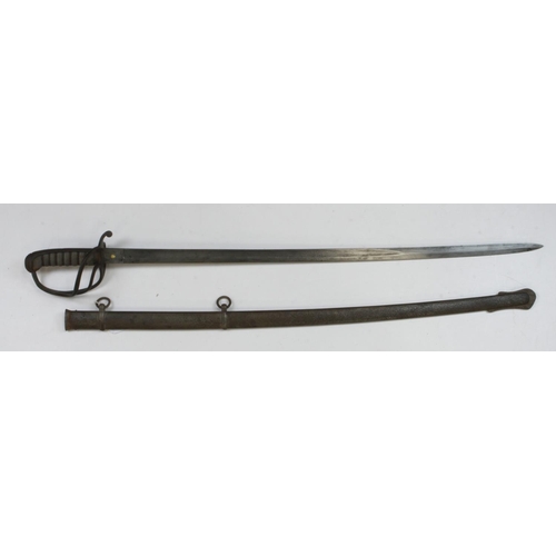 1221 - Sword Victorian 1822 pattern light cavalry officers with VR cypher & crown to the blade in its steel... 