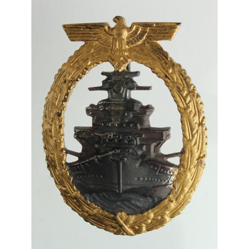 1326 - German Kriegsmarine High Seas Fleet war badge, maker marked.