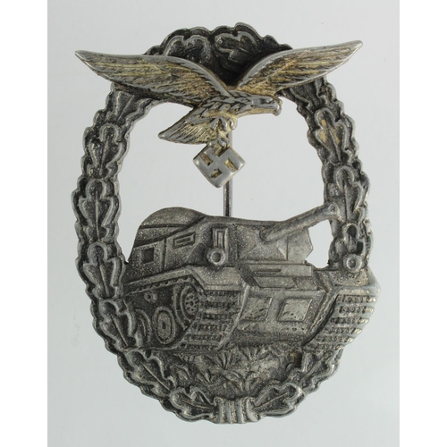 1341 - German Luftwaffe Panzer Assault badge of the Herman Goring Division C.E.Junker Berlin.