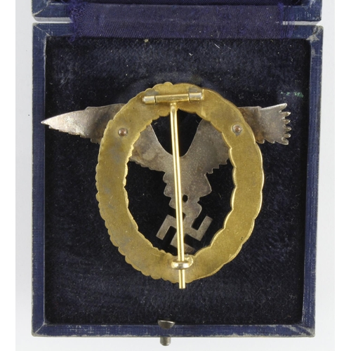 1345 - German Luftwaffe Pilot & Observer qualification badge in fitted case.