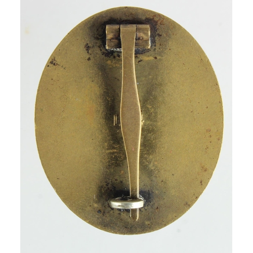 1377 - German Nazi Gold Wounds Badge, maker marked 'L/14' (Friedrich Orth). Heavy solid tomback version