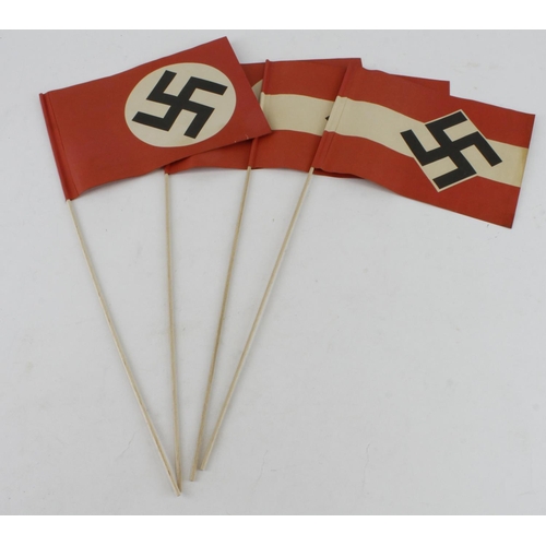 1538 - German WW2 paper patriotic flags two Hitler Youth and two Nazi Party.