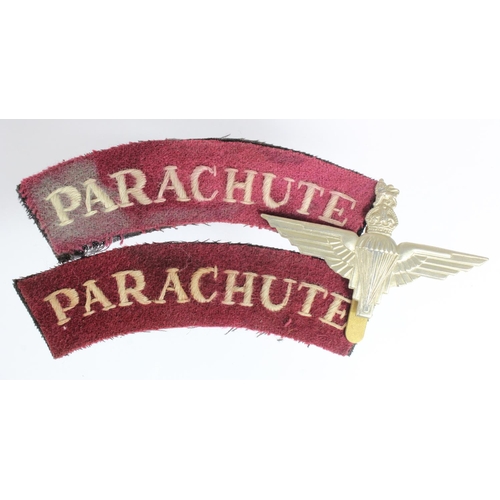 1655 - Badges Parachute Regiment shoulder titles and cap badge.  (3)