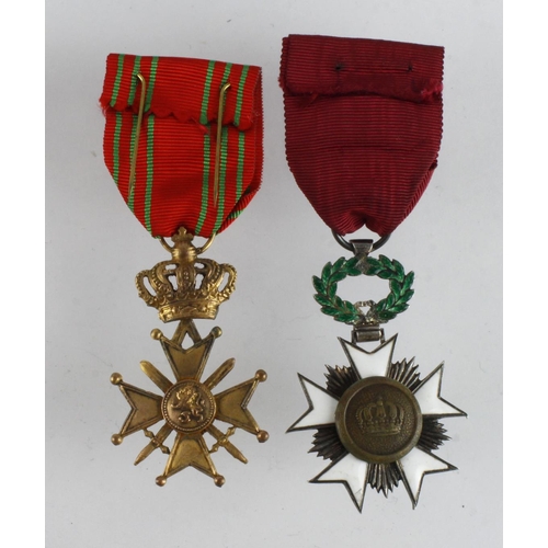 1665 - Belgium Order of the Crown with Belgium Croix de Guerre with palm.