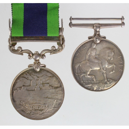 1714 - BWM (2.Lieut G J Purcell), India General Service Medal GV with North West Frontier 1930-21 clasp (Li... 