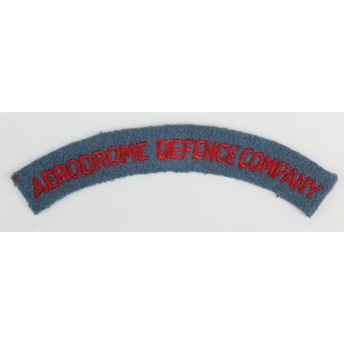 1750 - Cloth Badge: Aerodrome Defence Company very scarce WW2 embroidered felt Canadian Shoulder Title Badg... 