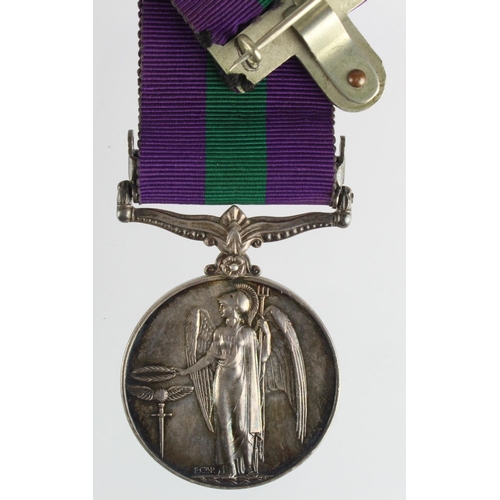 1800 - GSM GVI with Palestine 1945-48 clasp, named (14476186 Gnr K R V Wood RA). With research, served with... 