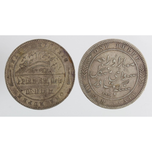 215 - India, Queen Victoria silver Rupees (2): Bikanir State GVF, and Alwar State GF