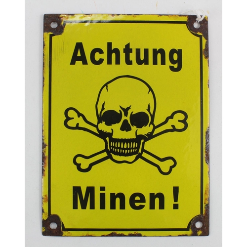 2170 - WW2 German Mine Sign.