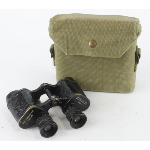 2190 - WW2 pair of British Army binoculars in their webbing case.