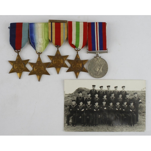 2191 - WW2 RN group with 1939-45 star, Atlantic star, Italy star with F&G clasp and War Medal with certific... 