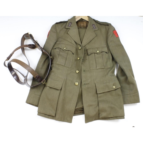 2192 - WW2 Royal artillery captains uniform jacket, trousers hat and Sam brown with RA Anti-Aircraft dive p... 