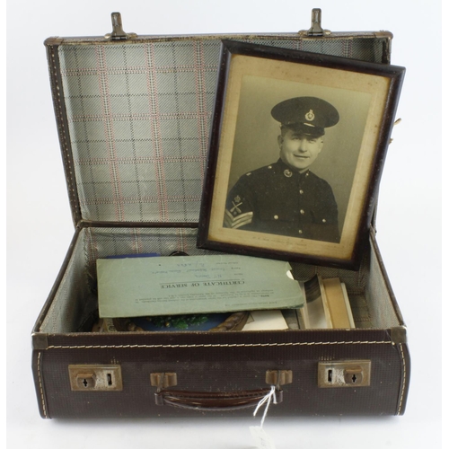 2195 - WW2 suitcase full of medals, documents,  photos etc., relating to the service of Colour Sgt N T Davi... 