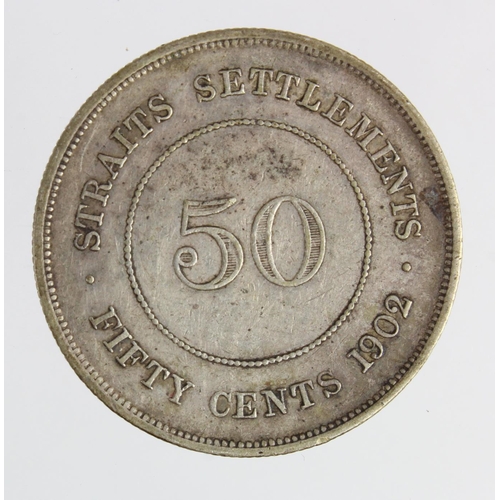 285 - Straits Settlements silver 50 Cents 1902 nVF