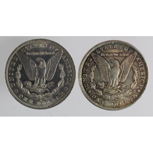 291 - USA Morgan Silver Dollars (2): 1881O iridescent EF, and 1883O lightly cleaned EF