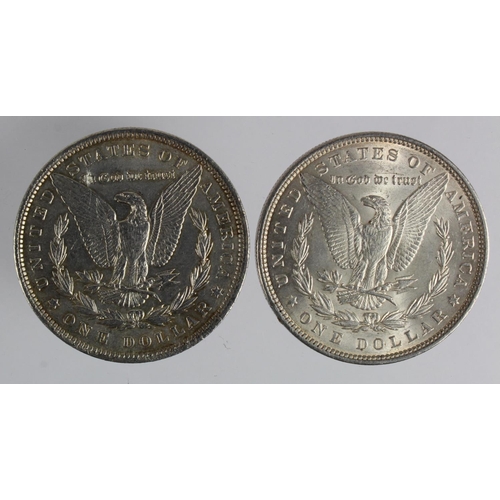 294 - USA Morgan Silver Dollars (2): 1890 GEF, and 1898 lightly toned AU