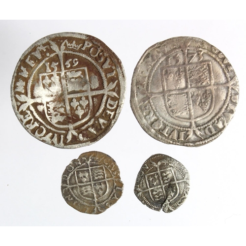 312 - Elizabeth I silver (4): Sixpence 1569 mm. coronet S.2562 VG, Sixpence 1573 mm. ermine S.2562 aF, Pen... 