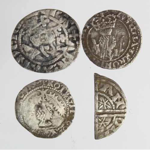 348 - Scotland hammered silver (4): Alexander III Penny 1.08g, Fine; Berwick cut Halfpenny 0.56g, nVF; Jam... 