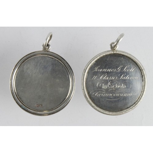 648 - Scottish silver prize medals (x2), comprising one for the Skene Games in 1876 - maker B.B.& an unmar... 