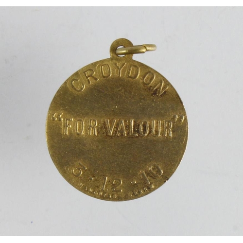 653 - Suffragette related (possibly), purple enamel & brass medal, has 1532 on the front, back reads 