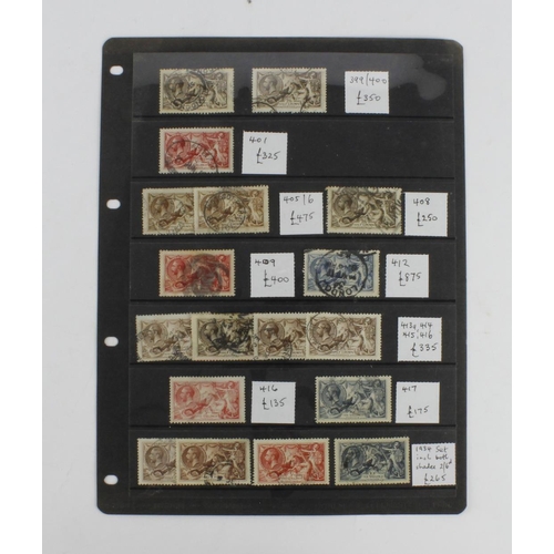 719 - GB - hagner sheet of used and fine used Seahorses, various types all identified, high cat value  (18... 