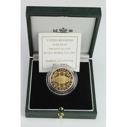 74 - Two Pounds 1999 gold proof FDC boxed as issued