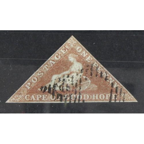 786 - Cape of Good Hope 1853 1d brown-red on blued paper, a fine used example, with margins all round, SG3... 